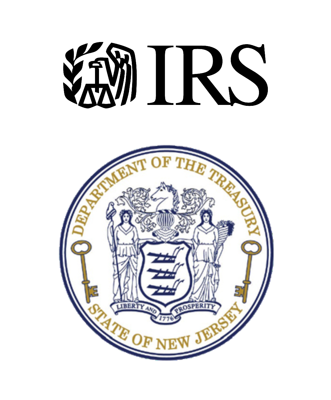 IRS and New Jersey department of the treasury logos